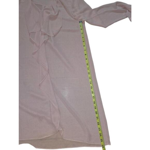 Women's BCBGeneration Pink Ruffle Trim Sheer Blouse Size XS Tunic Ruffle Top - Picture 8 of 9